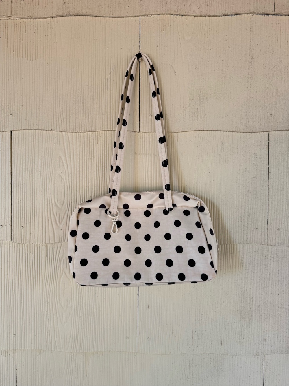 UO Exclusive BAGGU Nylon Bowler Bag | Cream & Black Polka Dot | NWOT